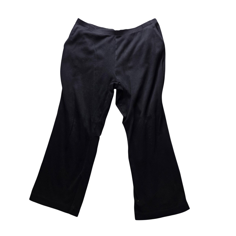 Croft & Barrow Womens Petite Large Black 100% Cotton Knit Straight Leg Pants PL